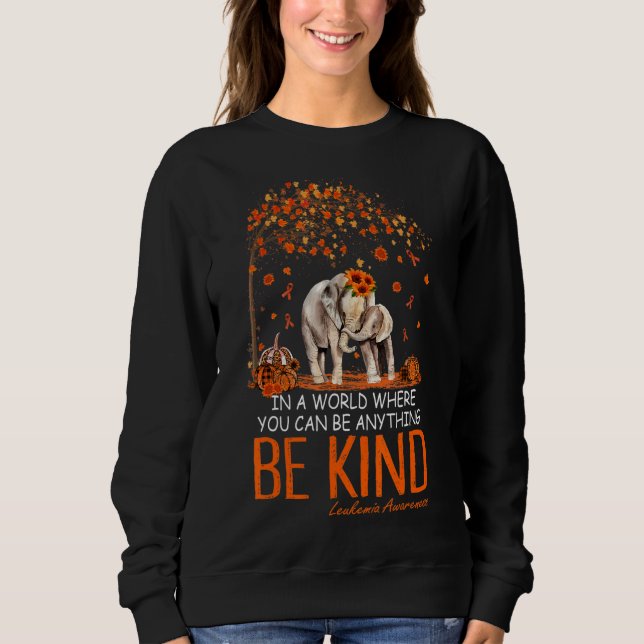 Sweatshirt Soyez gentil Elephant Arbre Orange Leukemia Sensib (Devant)