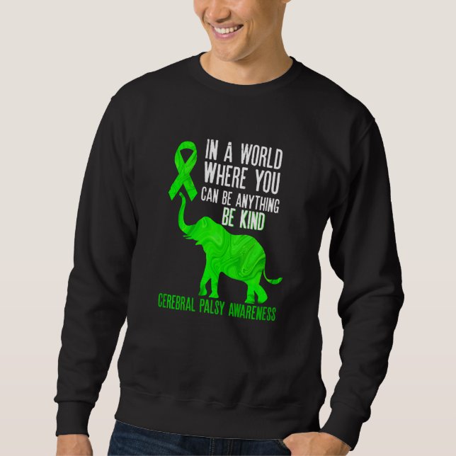Sweatshirt Soyez gentil paralysie cérébrale Éléphant vert sen (Devant)