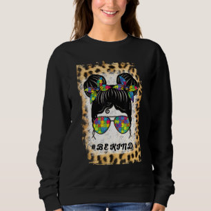 Sweatshirt Soyez Sensibilisation sur l'autisme Messy Bun Girl