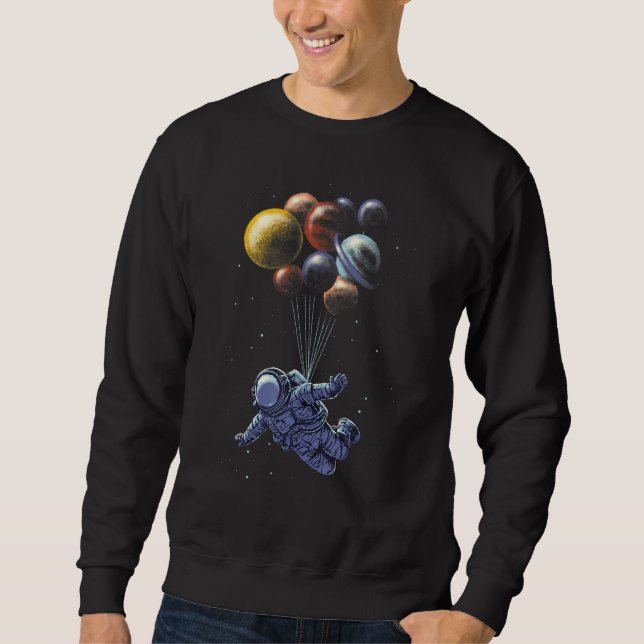 Sweatshirt Spa du système solaire de l'astronaute tenant des  (Devant)