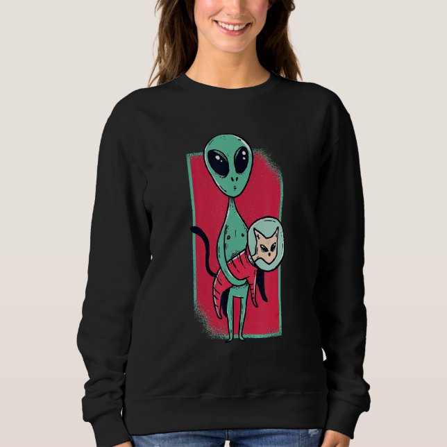 Sweatshirt Space Alien Cute Cat  For Cat  Girls Boys (Devant)