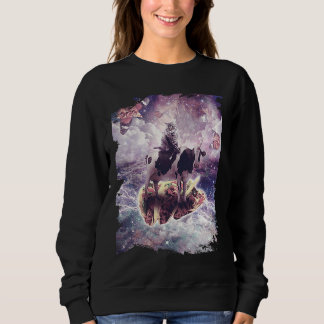 Sweatshirt Space Cat Riding Cow Unicorn  Pizza & Taco