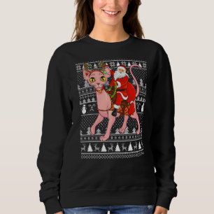 Sweatshirt Sphynx Amoureux des chats Père Noël Riding Sphynx 