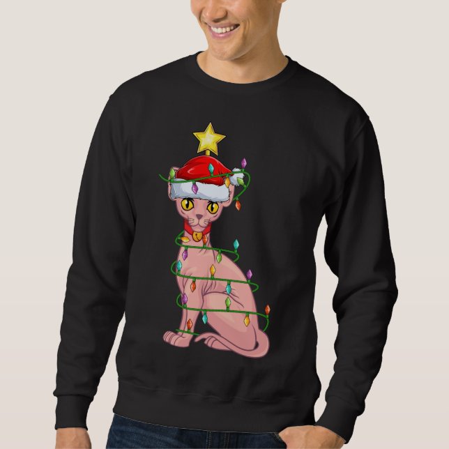 Sweatshirt Sphynx Éclairage Chat Xmas Arbre Correspondance Sp (Devant)