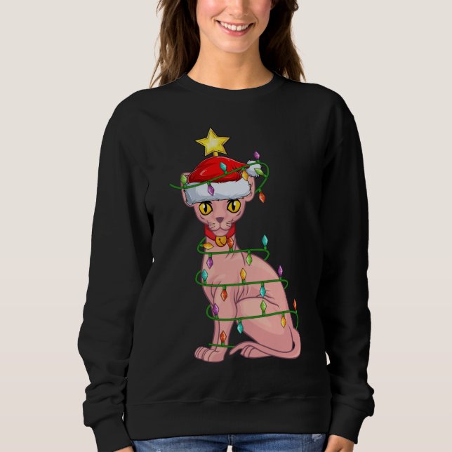 Sweatshirt Sphynx Éclairage Chat Xmas Arbre Correspondance Sp (Devant)
