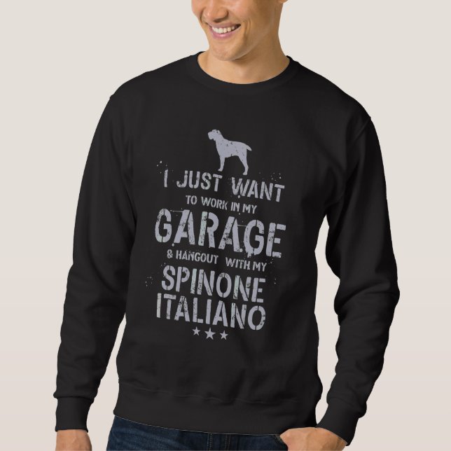 Sweatshirt Spinone Italiano Papa Garage Hommes Suspendus (Devant)