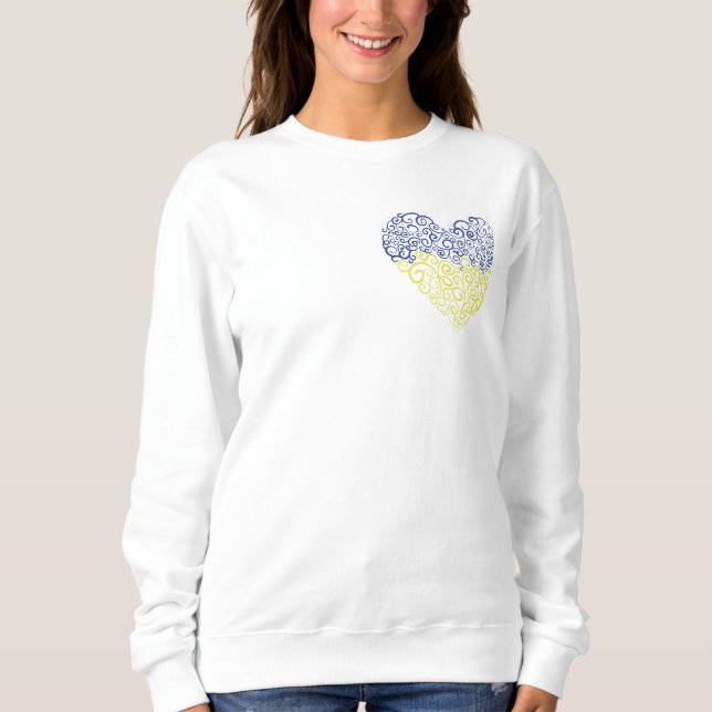 Sweatshirt Spiral tourbillons mehandi coeur drapeau ukrainien (Devant)