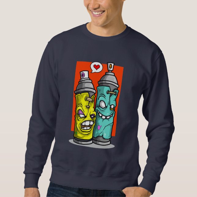 Sweatshirt SPIRAY CAN graffiti personnage peinture Hoakser (Devant)