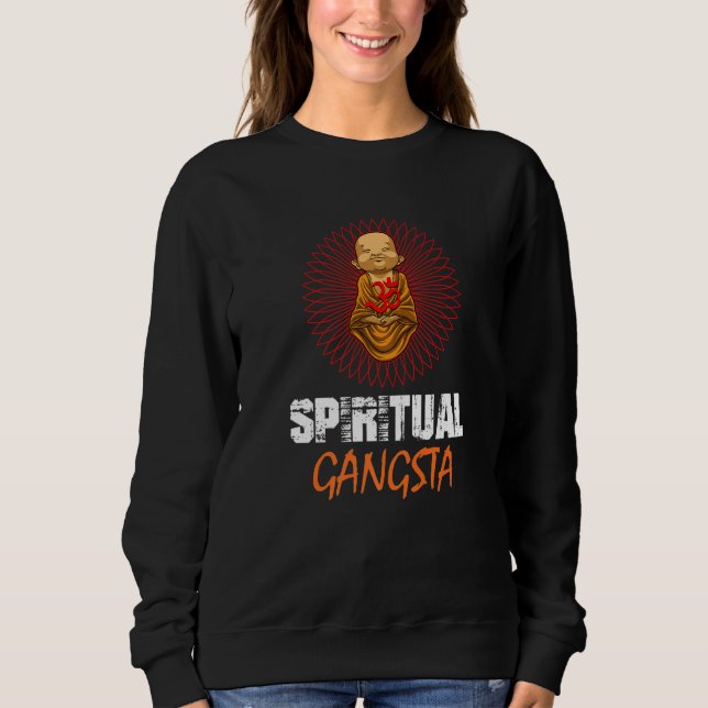 Sweatshirt Spiritual Gangsta baby buddha yoga lotus blossom (Devant)
