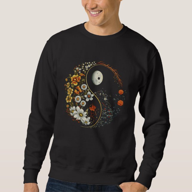 Sweatshirt Spiritual Yoga Floral Yin Yang Flowers Symbol (Devant)