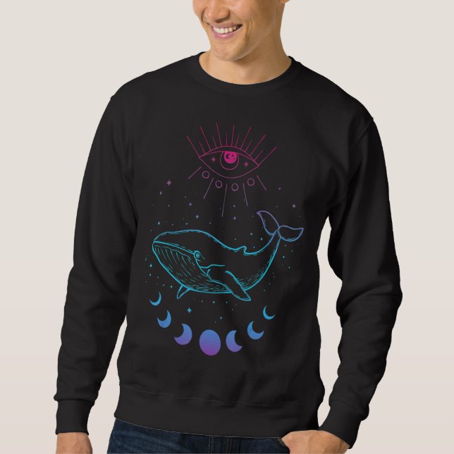 Sweatshirt Spiritualité Pagan Boho Nature Lune Baleine (Devant)