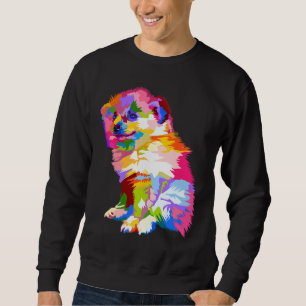 Sweatshirt Spitz Poméranien Coloré Sur Pop Art Géométrique