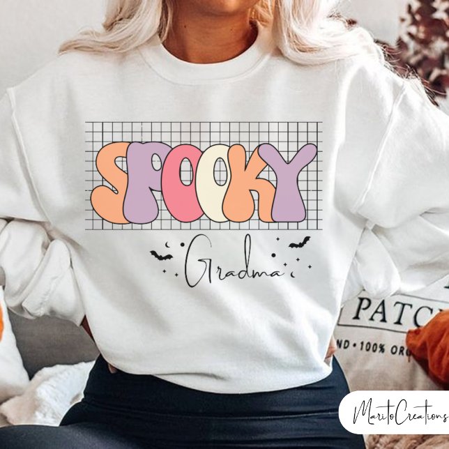Sweatshirt Spooky, Halloween Gradma, Groovy Retro Halloween (Spooky Gradma)