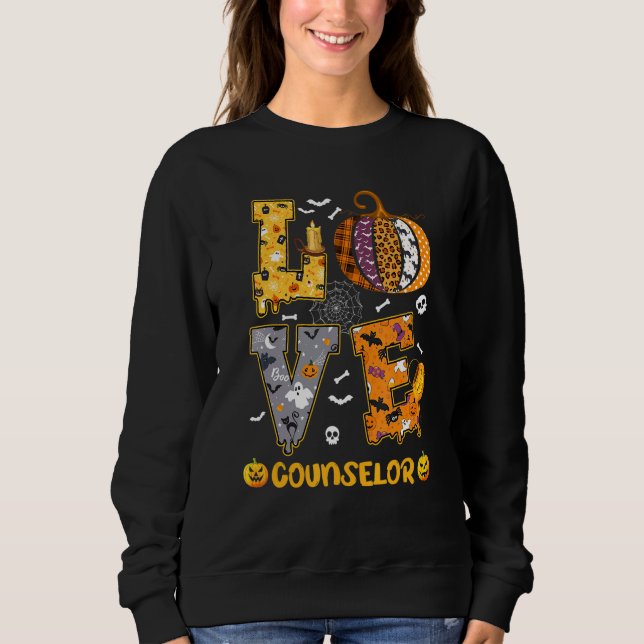 Sweatshirt Spooky Pumpkin Love Halloween Counselor Teacher St (Devant)