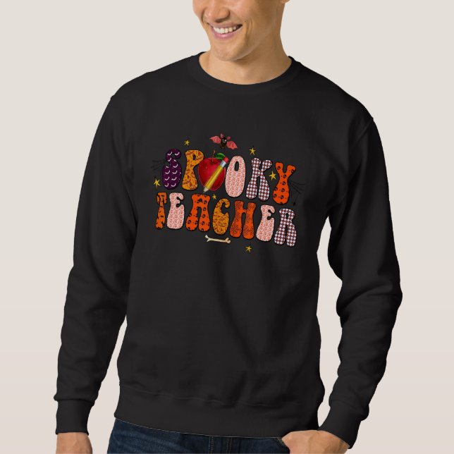Sweatshirt Spooky Season Retro Spooky Teacher Halloween Costu (Devant)
