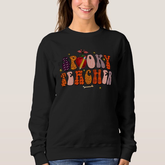 Sweatshirt Spooky Season Retro Spooky Teacher Halloween Costu (Devant)
