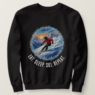 Sweatshirt Sport de ski d'hiver - Manger. Dormir. Skier. Reco