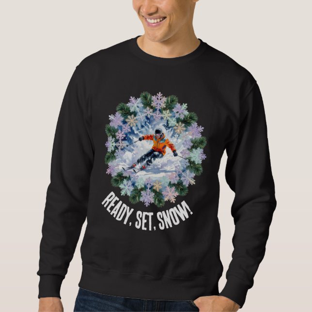 Sweatshirt Sport de ski d'hiver - Prêt, Partez, Neige ! (Devant)