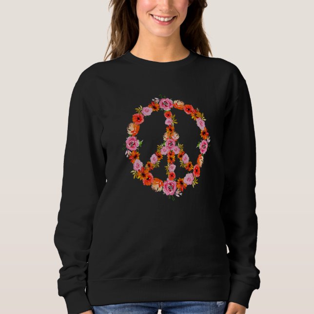 Sweatshirt Spring Floral Peace Sign Hippie Flowers 60s 70s Bo (Devant)