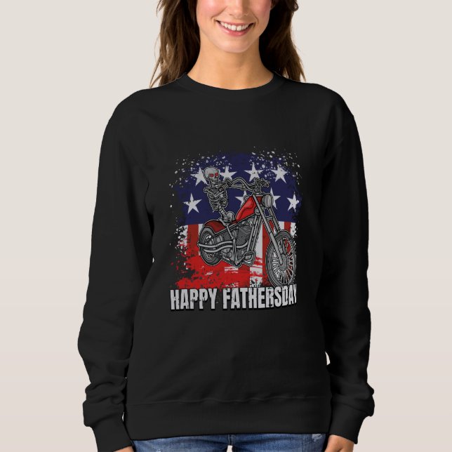 Sweatshirt Squelette à moto Joyeuse fête des pères Drôle (Devant)