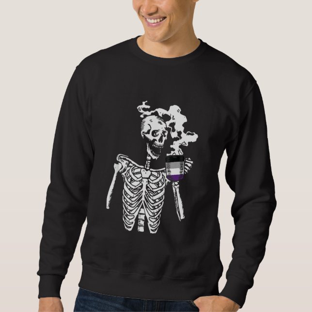 Sweatshirt Squelette Boire Café Aexé Fierté Crâne Lgbt (Devant)
