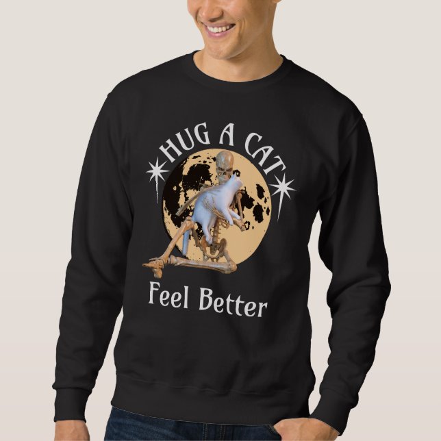 Sweatshirt Squelette de chat câlin au clair de lune Confort H (Devant)