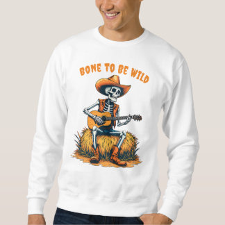Sweatshirt Squelette de cowboy d'Halloween jouant de la guita