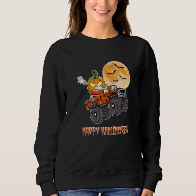 Sweatshirt Squelette de Halloween Zombie conduisant un camion (Devant)