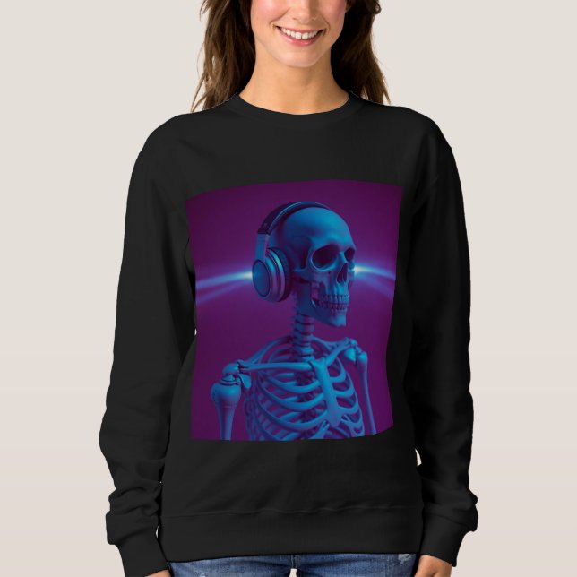 Sweatshirt Squelette de musique qui ne meurt jamais (Devant)