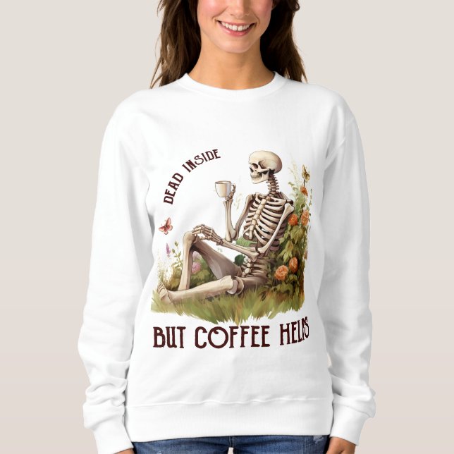 SWEATSHIRT SQUELETTE D'HALLOWEEN AVEC CAFÉ (Devant)