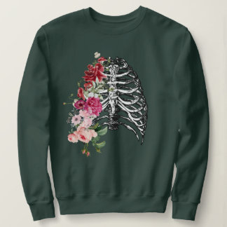 Sweatshirt Squelette Fleur Corps Edgy Graphic