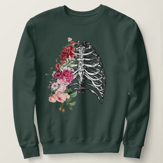 Sweatshirt Squelette Fleur Corps Edgy Graphic (Design devant)