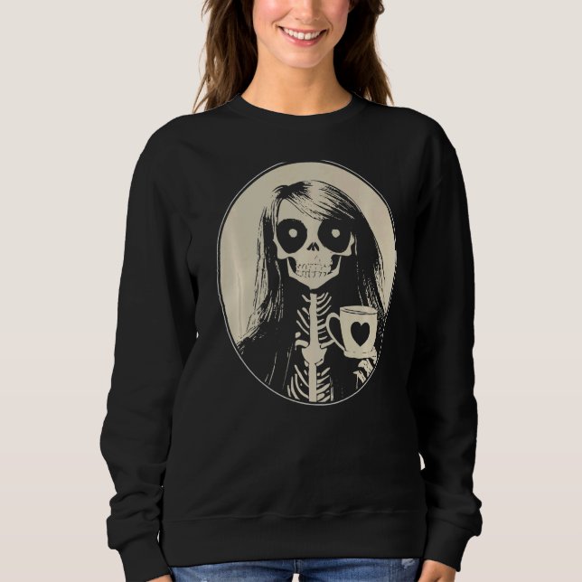 Sweatshirt Squelette gothique femme avec café Mug Premium (Devant)