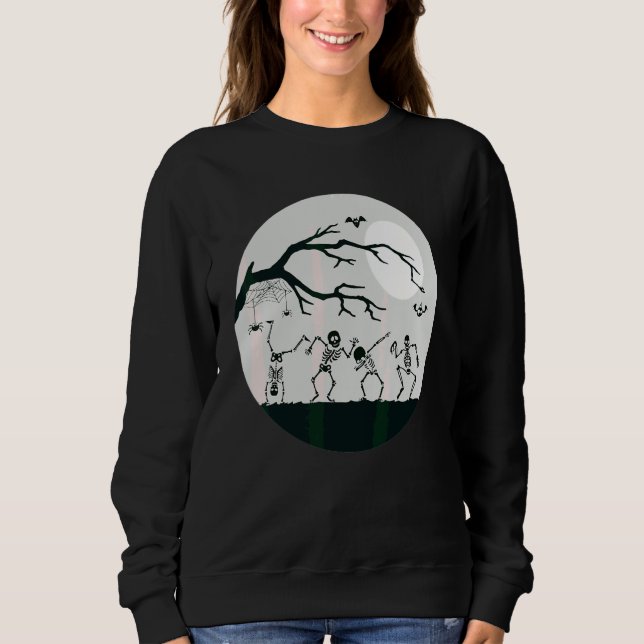 Sweatshirt Squelettes dansant au clair de lune   Spooky Hallo (Devant)