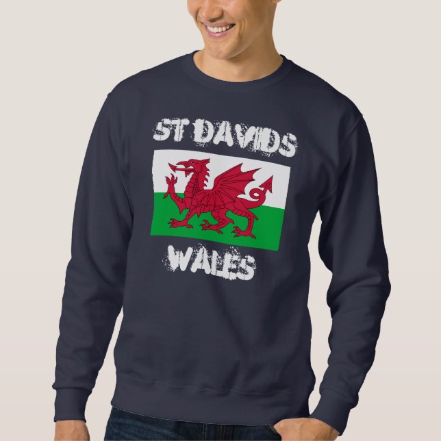 Sweatshirt St Davids, Pays de Galles avec drapeau gallois (Devant)