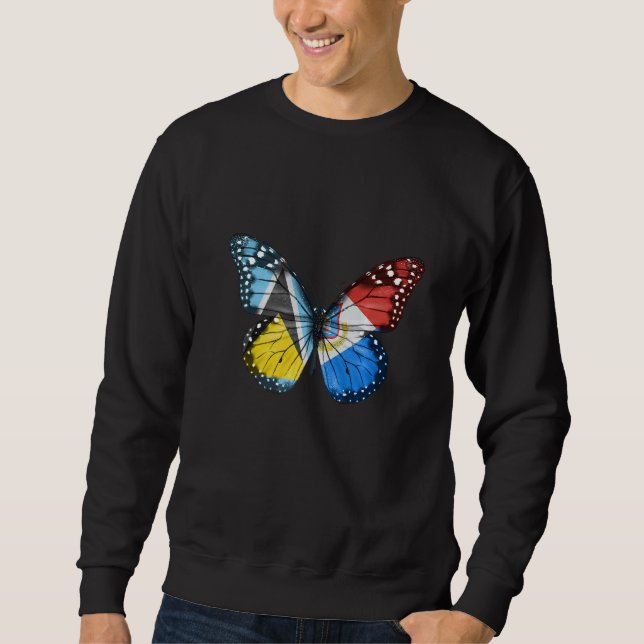 Sweatshirt St Lucian Sint Maartener Flag Butterfly   (Devant)
