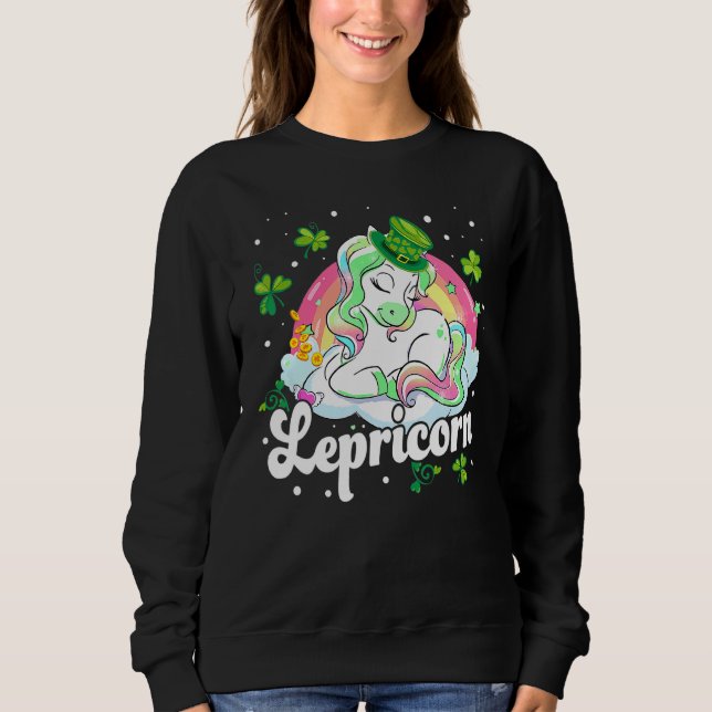 Sweatshirt St Patrick Day Lepricorn Unicorn Leprechaun Kid To (Devant)
