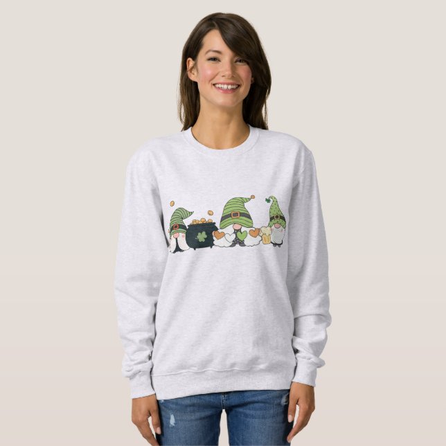 Sweatshirt St. Patrick's Cute Day Gnomes (Devant entier)
