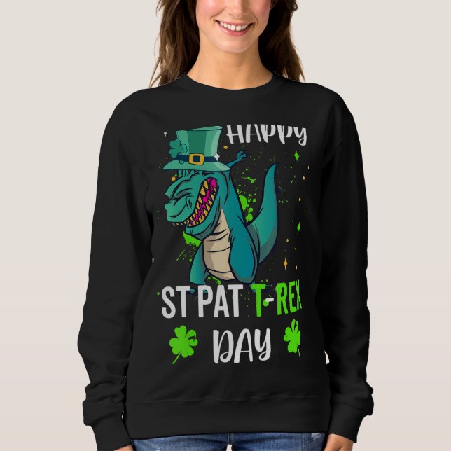 Sweatshirt St Patrick's Day Dab Trex Donner De La Chance (Devant)