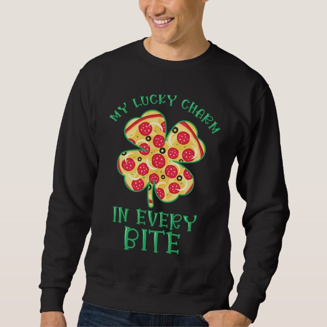Sweatshirt St Patrick's Day Fast Food Shamrock Pizza Saint Pa (Devant)