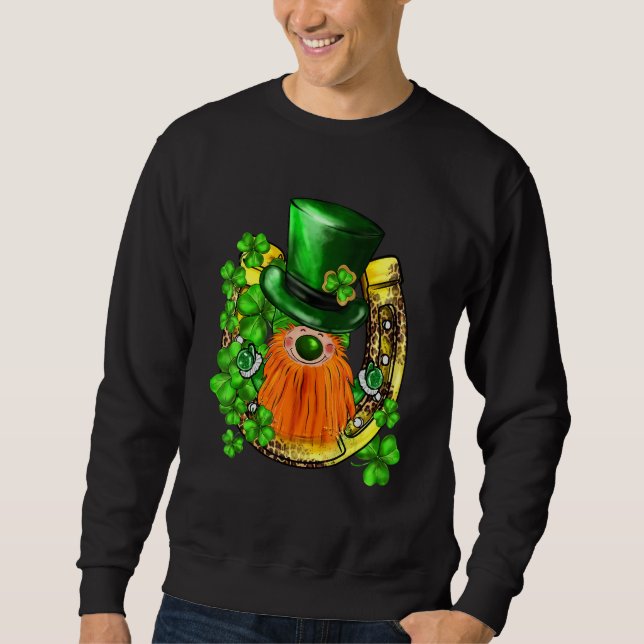 Sweatshirt St. Patricks Day Gnome Shamrocks Horseshoe Irish L (Devant)