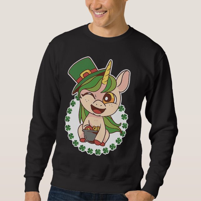 Sweatshirt St Patricks Day Green Irish Leprechauns  Unicorn (Devant)