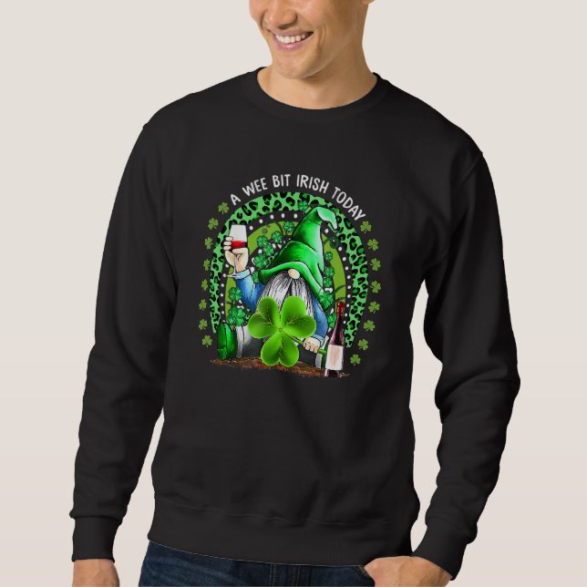 Sweatshirt St Patrick's Day Irish Gnome Drink Wine Shamrock R (Devant)