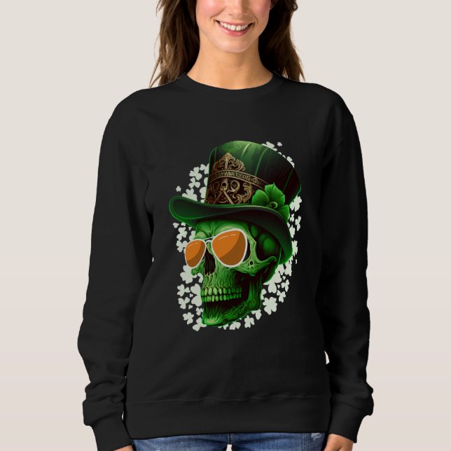 Sweatshirt St Patrick's Day Irish skeleton leprechaun (Devant)