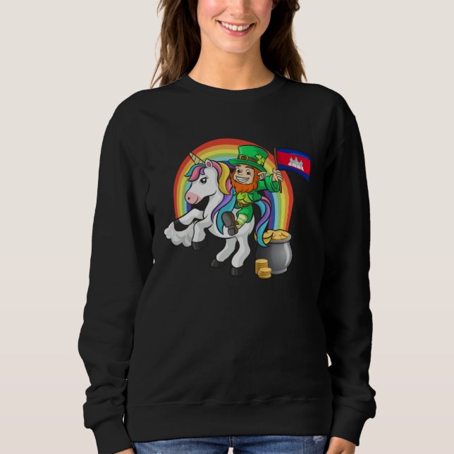 Sweatshirt St Patricks Day Irish Unicorn Cambodia Khmer Cambo (Devant)