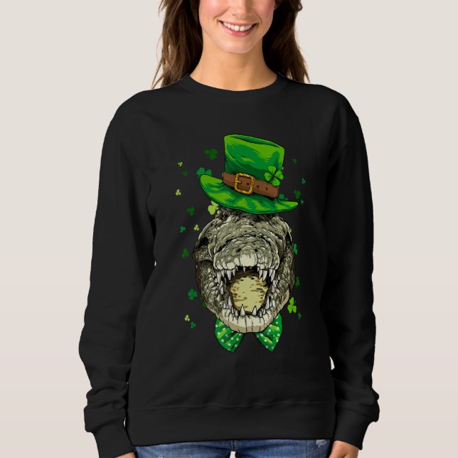 Sweatshirt St Patrick's Day Leprechaun Crocodile Gators Shamr (Devant)