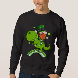 Sweatshirt St Patricks Day Leprechaun Riding A Dinosaur Shamr