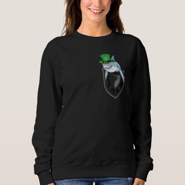 Sweatshirt St Patrick'S Day Shark Shamrock Beanie Irish Breas (Devant)