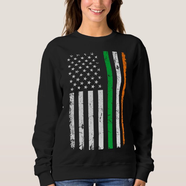 Sweatshirt St Patrick's Day Vert Irlandais Drapeau Américain  (Devant)