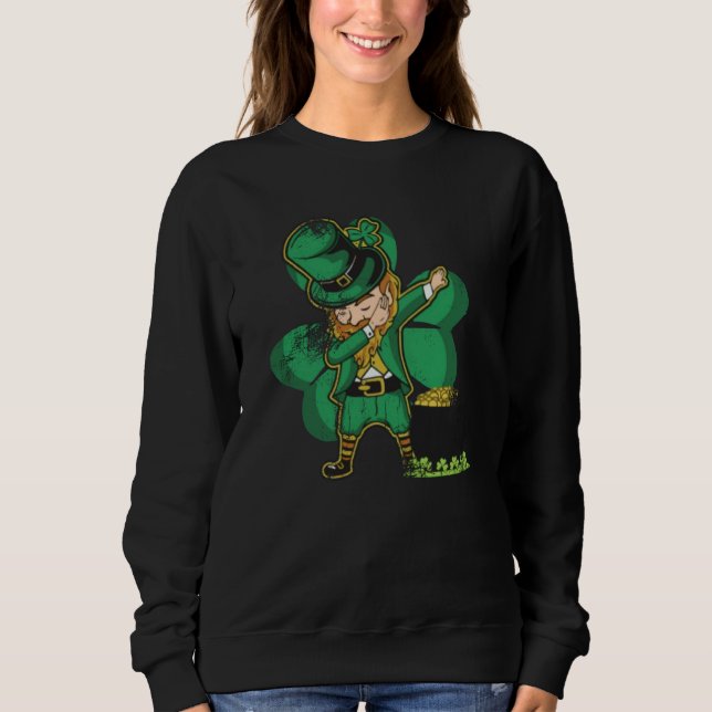 Sweatshirt St Patrick's Day with Dabbing Leprechaun (Devant)
